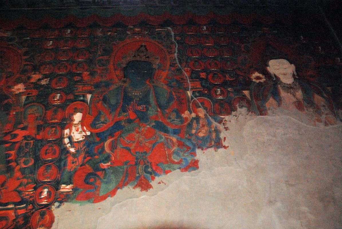 Lo Manthang Thubchen 06-3 Main Assembly Hall Painting Of Blue Buddha To Right Of Door